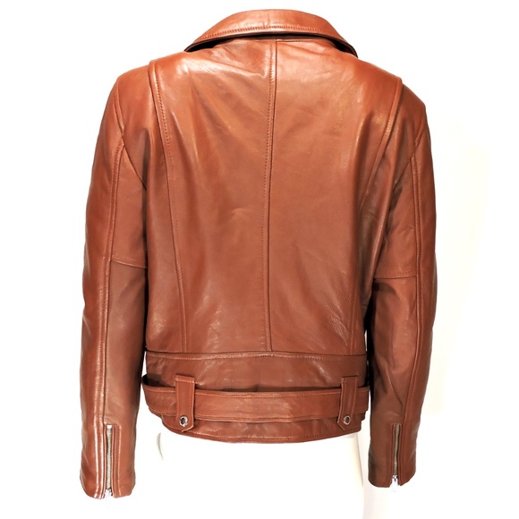 EACH X OTHER WOMEN'S BROWN SOFT LEATHER FASHION JACKET - Picture 5 of 7